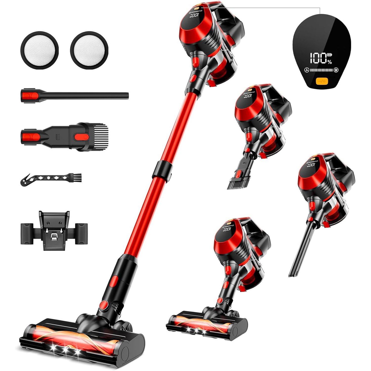 BSNAW Red Cordless Stick Vacuum