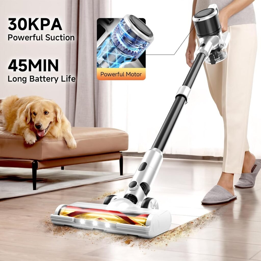 BSNAW White Cordless Stick Vacuum 30 kpa